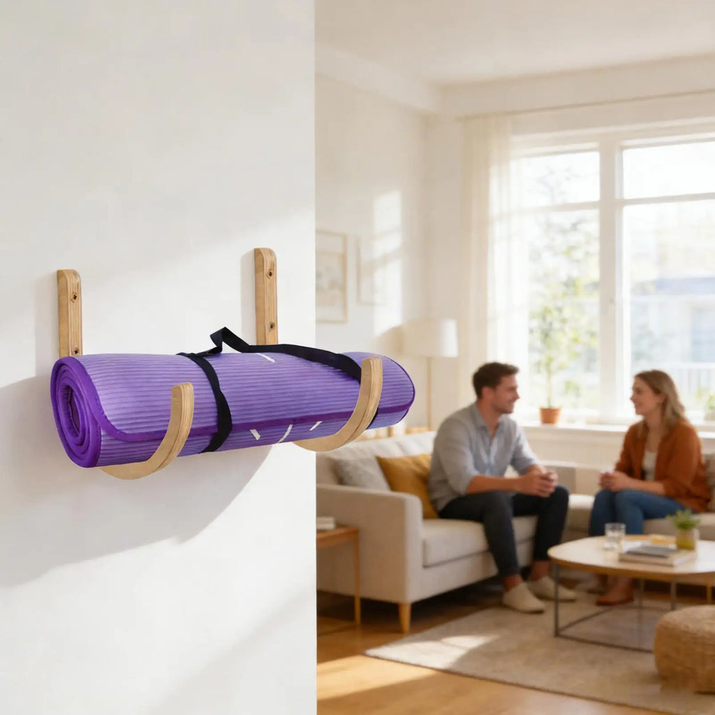 Yoga Mat Organizer Wooden Screws Accessories Exercise Rack Home