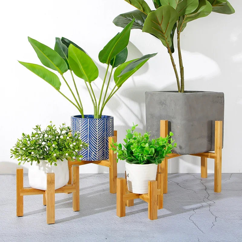 Small Durable Wood Planter Pot Trays Flower Pot Rack Strong Free Standing Bonsai Holder Home Garden Indoor Display Plant Stand Zpaxo