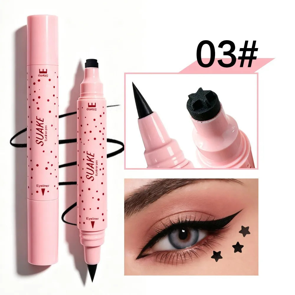 Waterproof Double-headed Liquid Eyeliner Pen Including Star/love/moon Pattern Lasting Quick Drying Suitable for Beginners Makeup Zpaxo 03