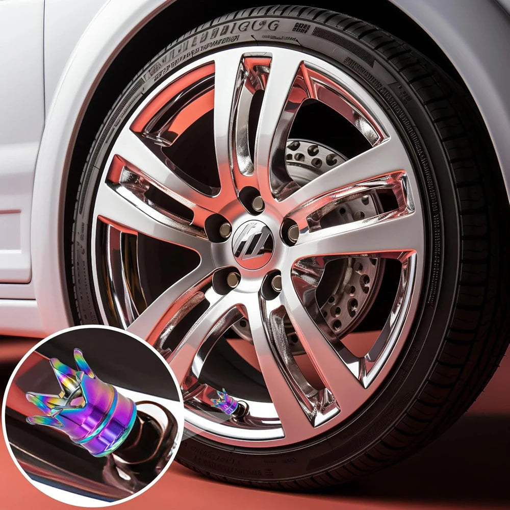 4-Pack Crown Aluminum Tire Valve Stem Caps – Dustproof & Stylish