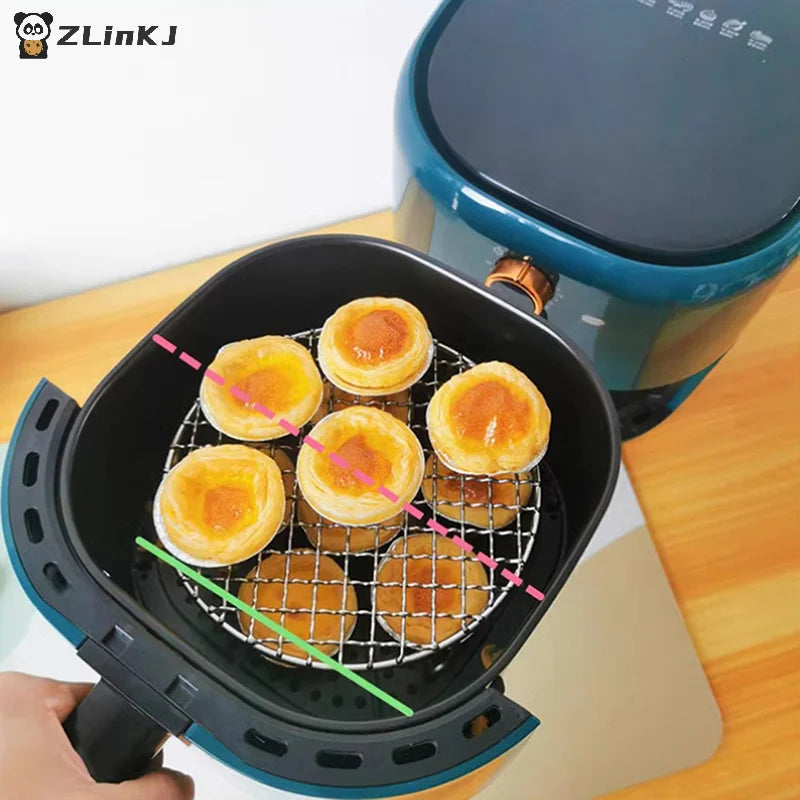 ▶Round Air Fryer Rack With Legs Stackable Grid Grilling Rack Stainless Steel Anti-corrosion For Home Kitchen Oven Steamer Cooker Zpaxo