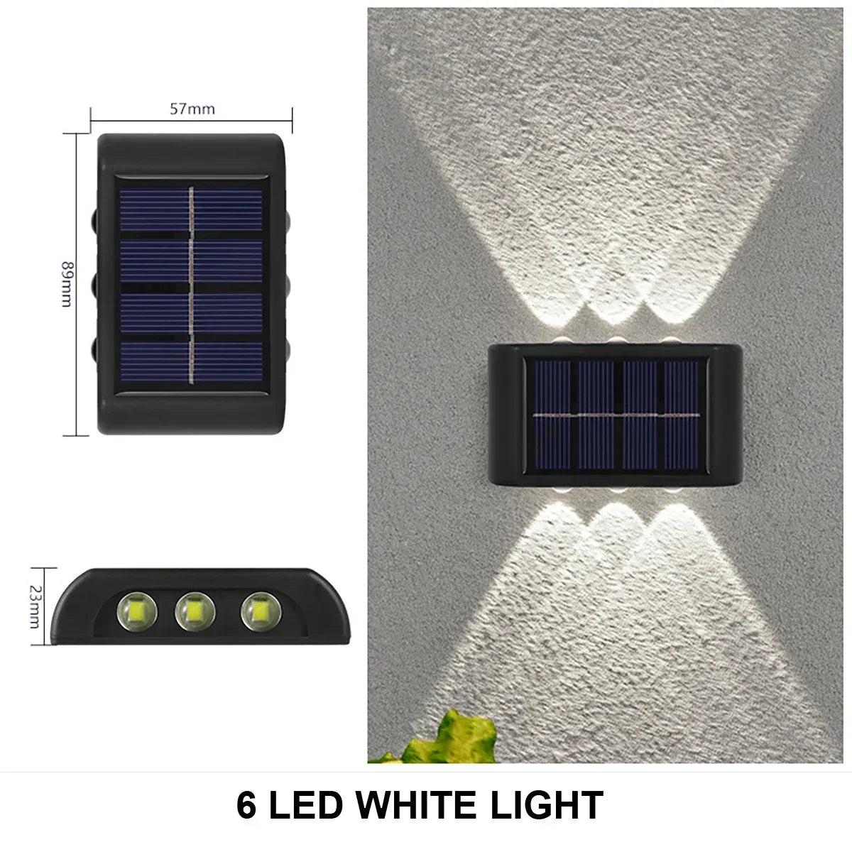 Solar LED Light Outdoor Waterproof Wall Lamp Dusk Dawn Fence Lighting Zpaxo 6LED-WHITE 1PCS