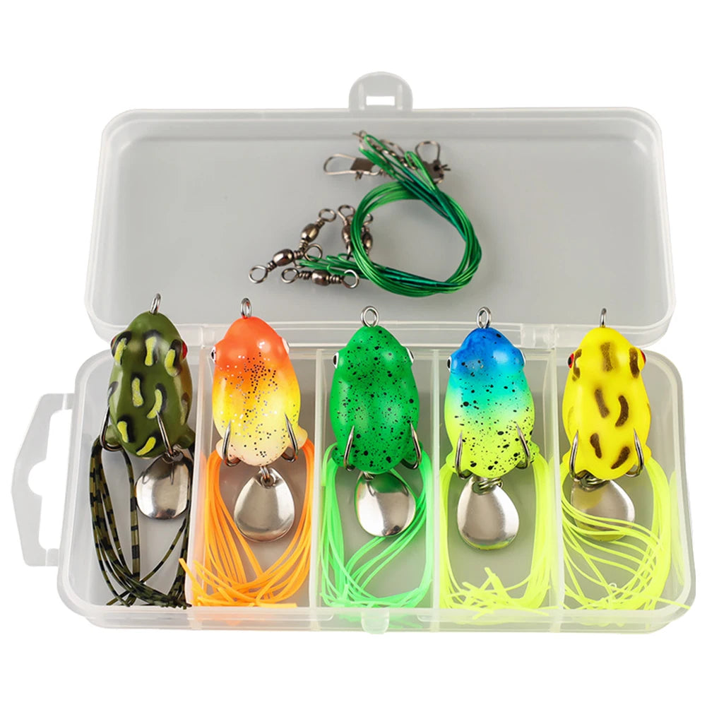Artificial Frog Lure Double Hooks Soft Ray Swimbait Spoon Fishing