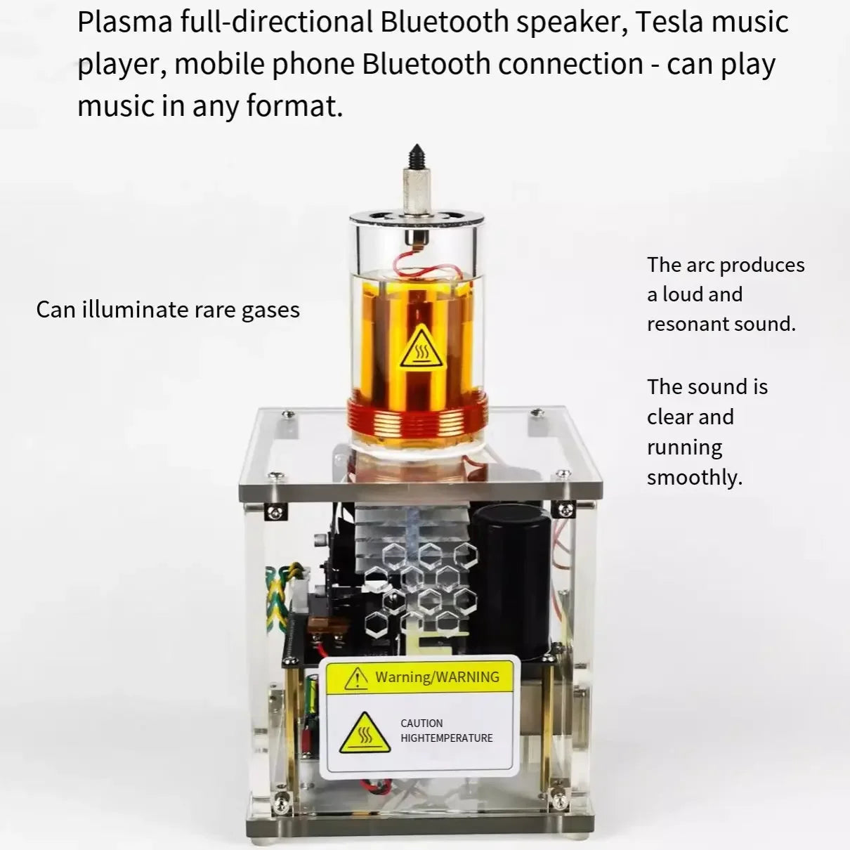 Tesla Coil Finished Product, New Unique Technology Toy, Plasma Music Arc, Fully Directional Bluetooth Speaker Zpaxo WHITE
