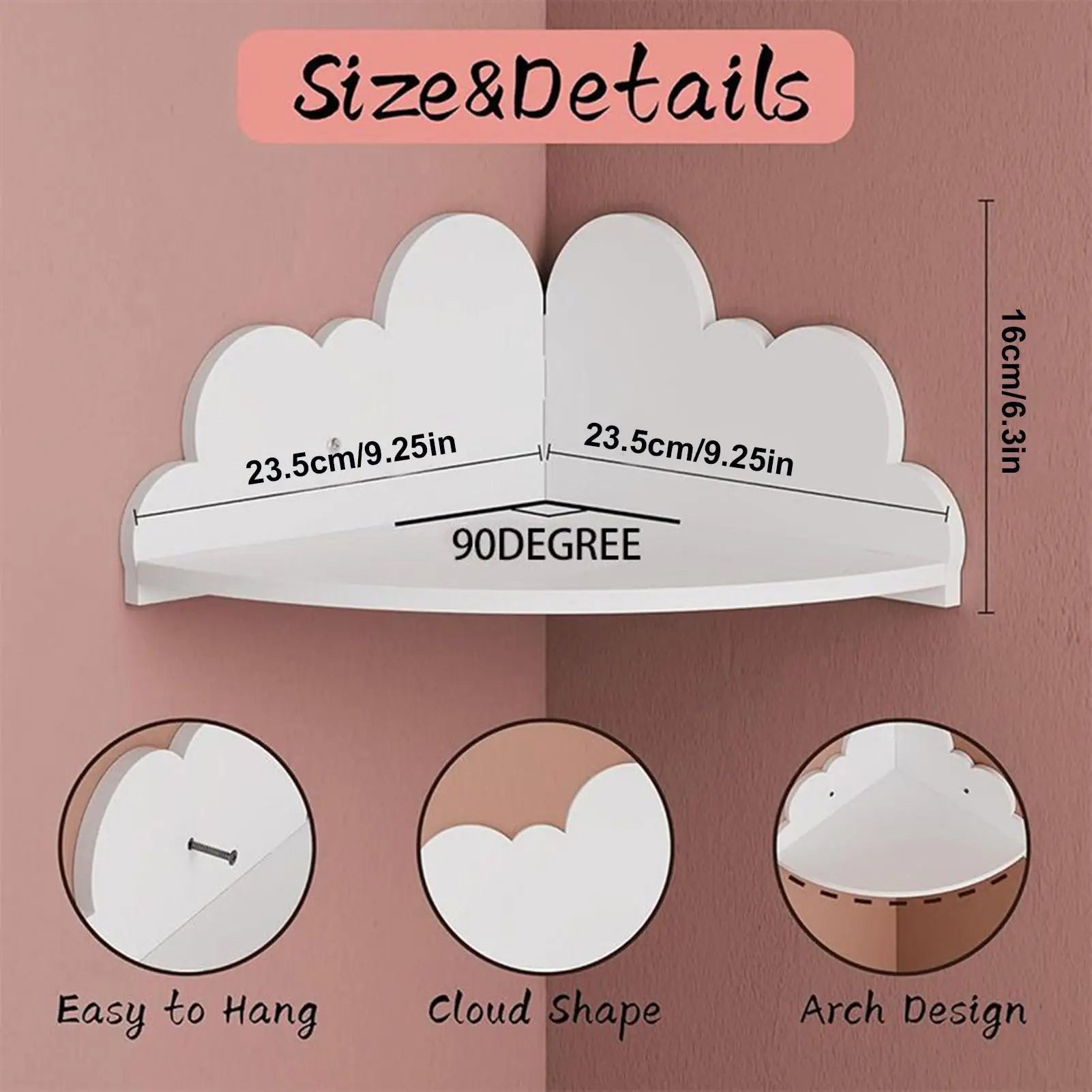Corner Display Shelf 3 Cloud Wall Bookshelf Wooden Rack Shelves Home