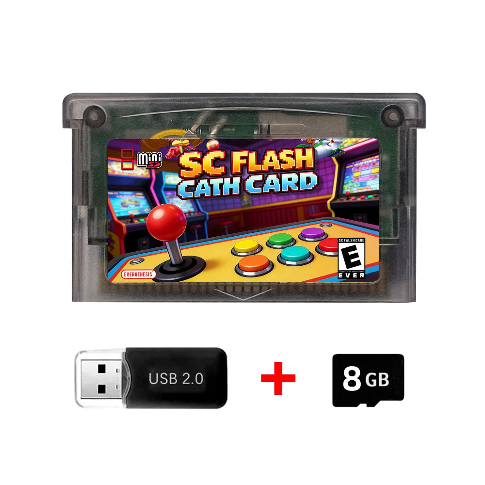 New 5000 in 1 SCFW V2.0 Mini SC Flash Card with 8G TF Card & Adapter for GBA GBC GB NES NDS Game Card Game Console Accessories Zpaxo Black With 8G