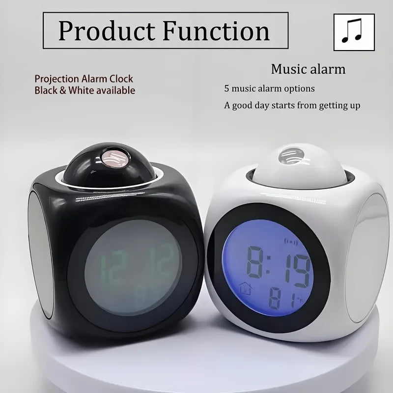 Portable LCD Digital Projection Alarm Clock Screen Display Living