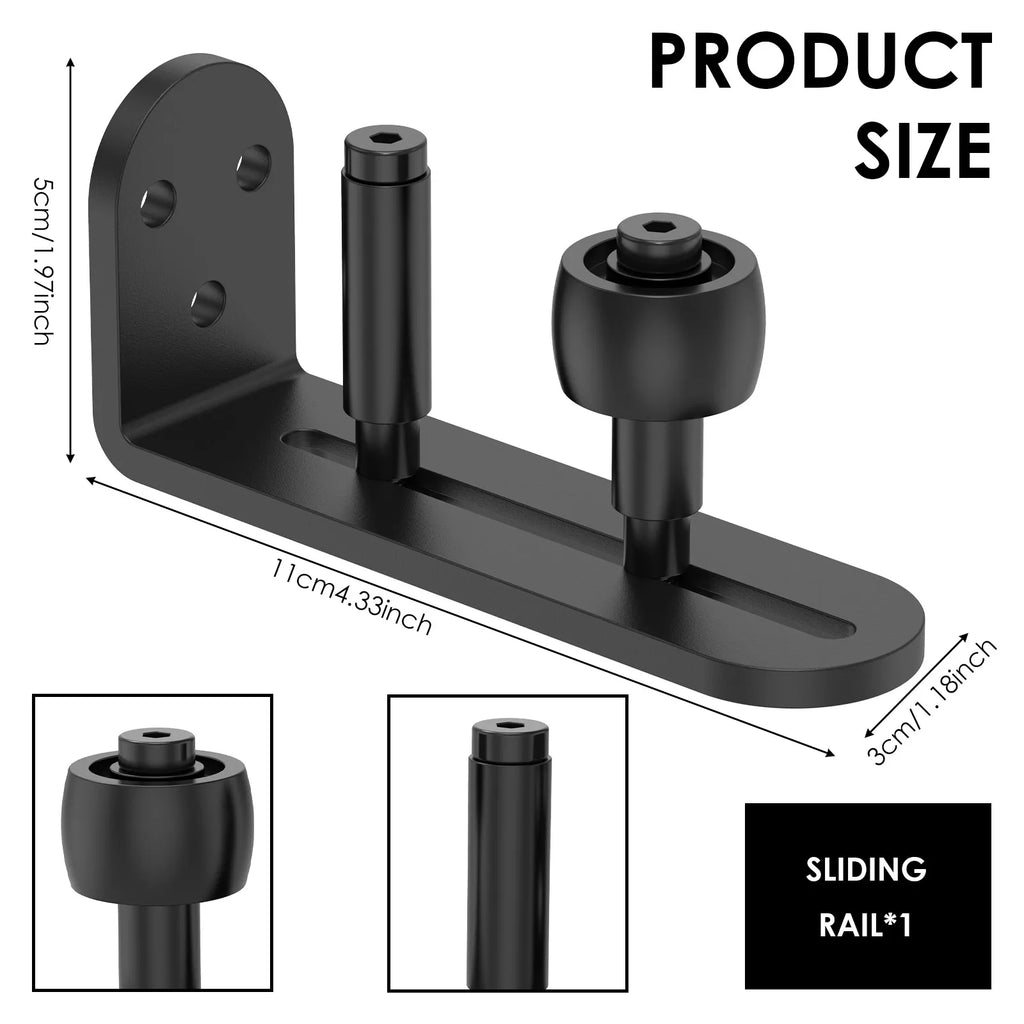 2 Pcs Adjustable Rollers Barn Door Hardware Wall Mount System Easy to Install Rounded Edge Design Flush Bottom Fit All Size Door Zpaxo 1pc black