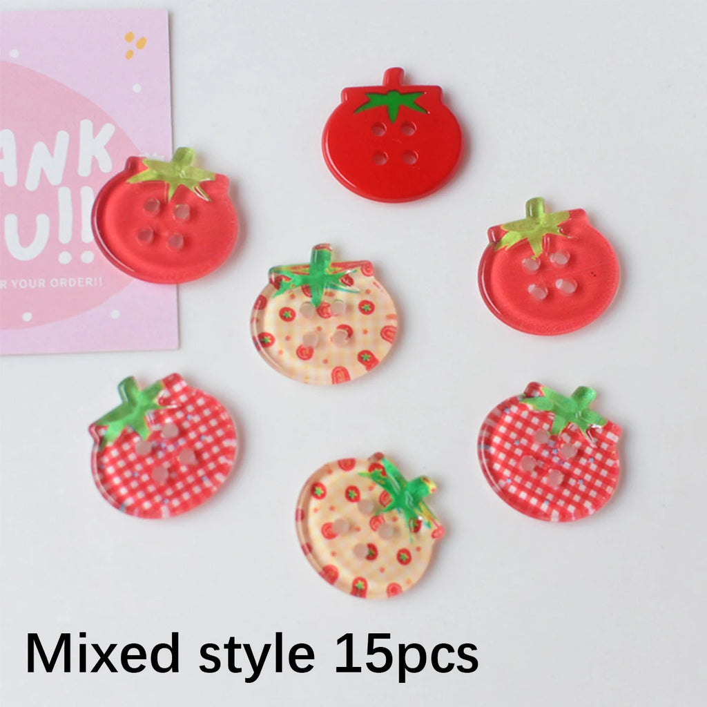 Tomato Clear Resin Buttons 8/10/15Pcs – DIY Sewing Craft