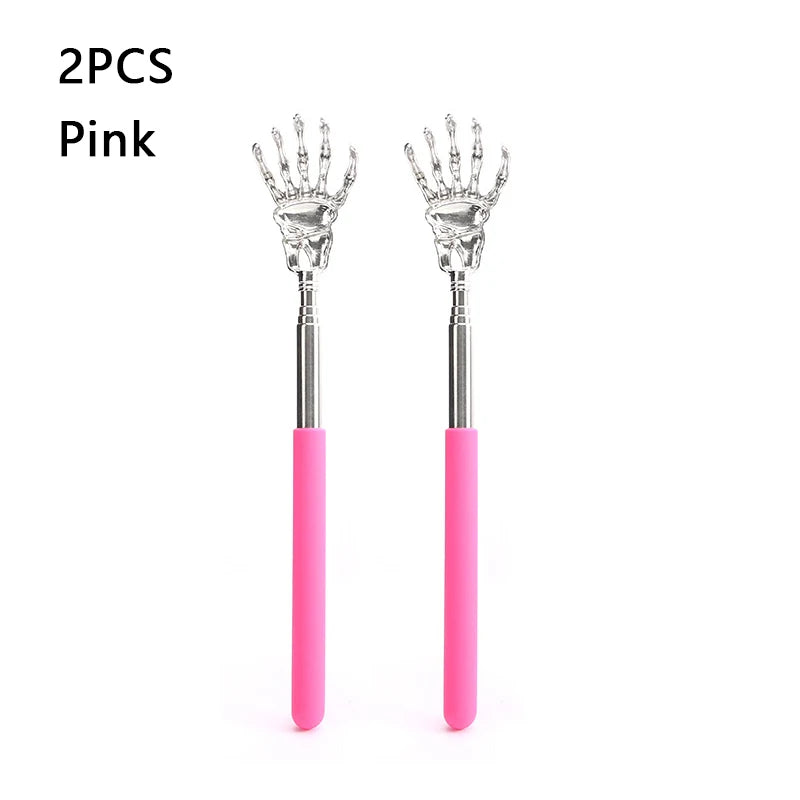 1 Massager Back Stainless Steel Scratcher Ghost Hand Telescopic Zpaxo 2Pcs Pink
