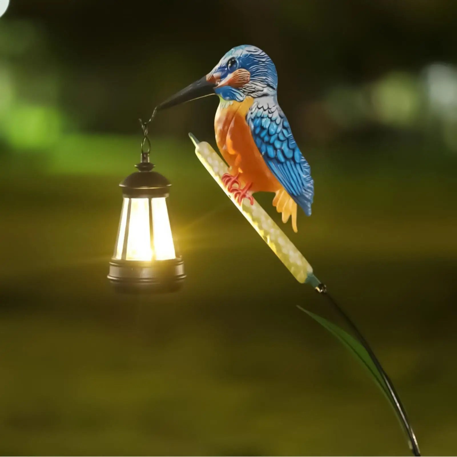 Solar Garden Statues Powered Kingfisher Light Pathway Waterproof