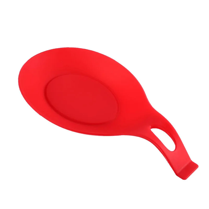 Silicone Spoon Rest Spatula Holder Heat Resistant Utensil Placemat Tray Kitchen Tools Zpaxo red
