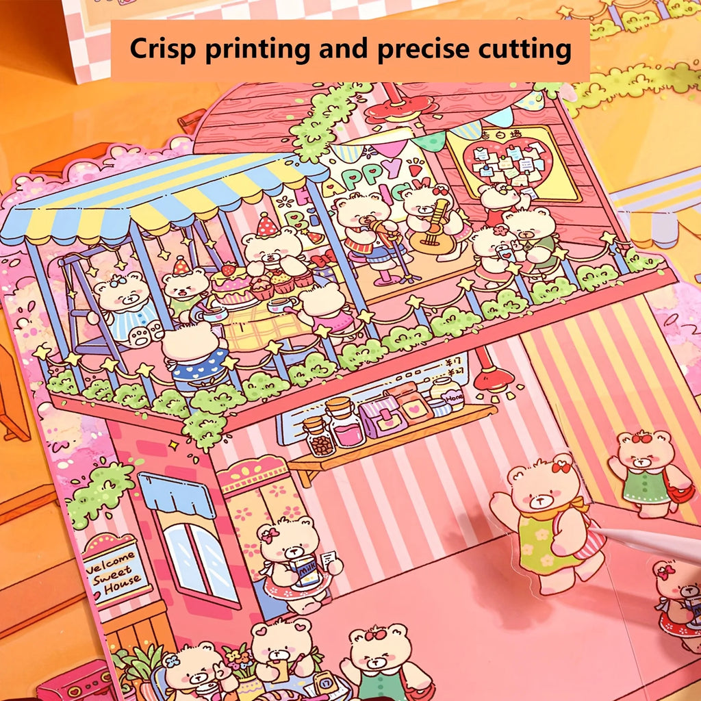 4 scene cardstock + 9 stickers + 1 tweezers + 1 small spatula + 2 pieces of storage bag + 1 gift box miniature scene combo set Zpaxo