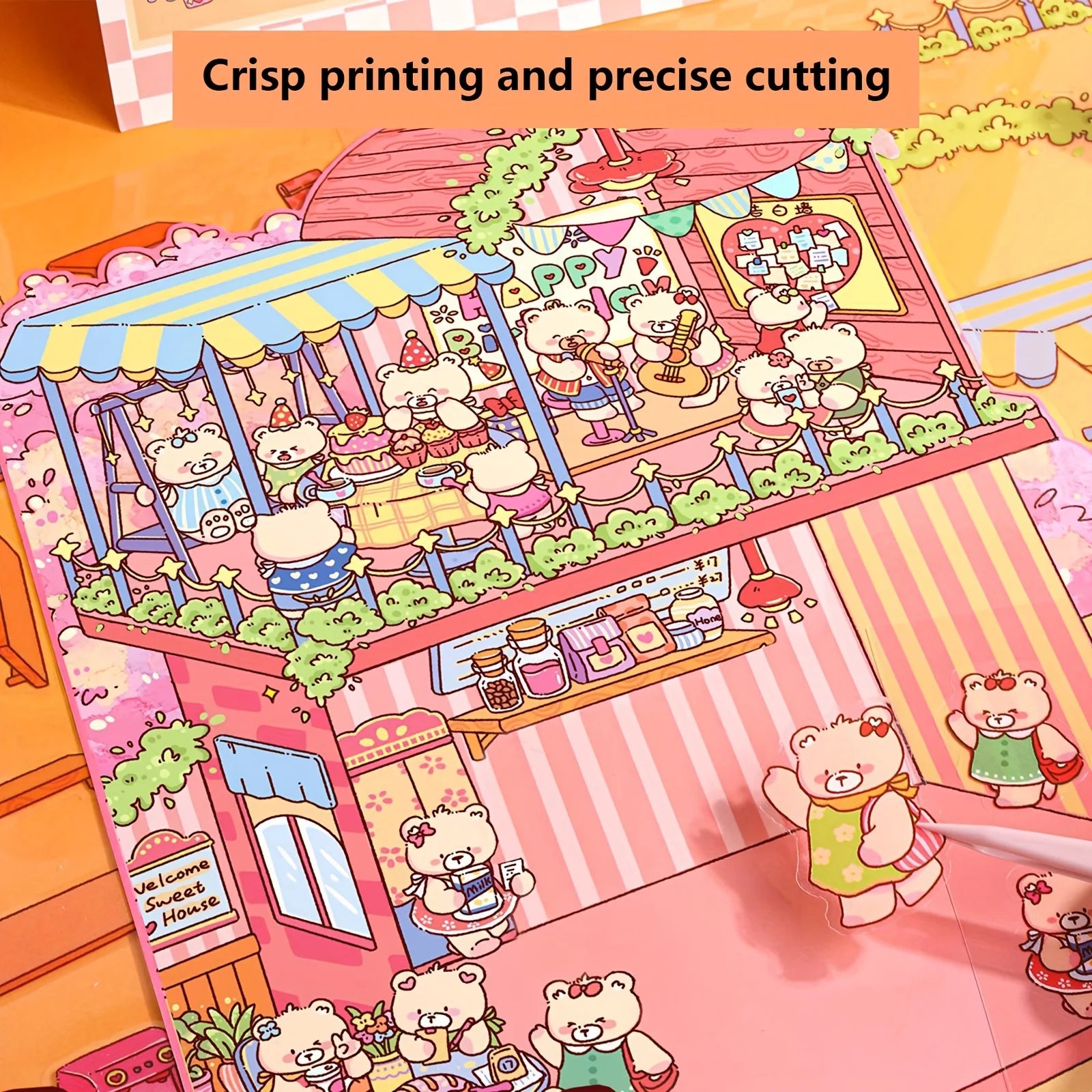 4 scene cardstock + 9 stickers + 1 tweezers + 1 small spatula + 2 pieces of storage bag + 1 gift box miniature scene combo set Zpaxo