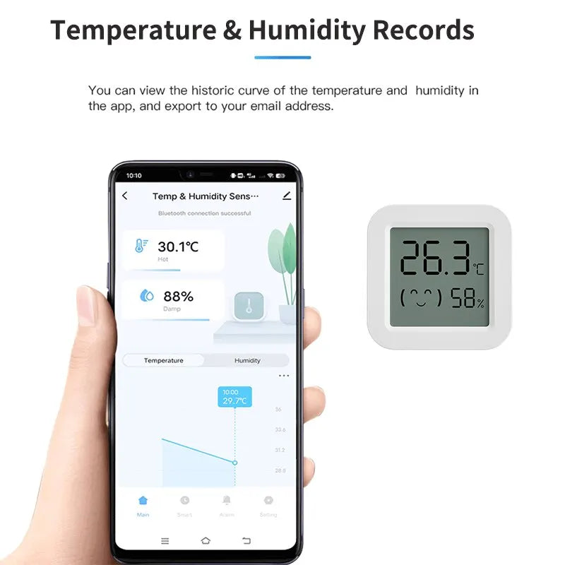 Bluetooth Smart Thermometer Hygrometer – LCD & App Remote Control Smart Hygrometer Zpaxo