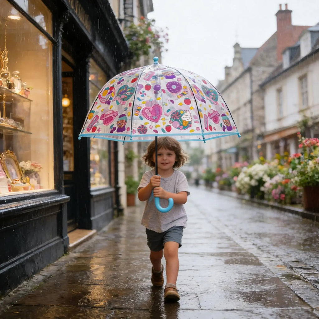 Kids Umbrella Non Slip Handle Windproof Cute Funny Clear Umbrellas