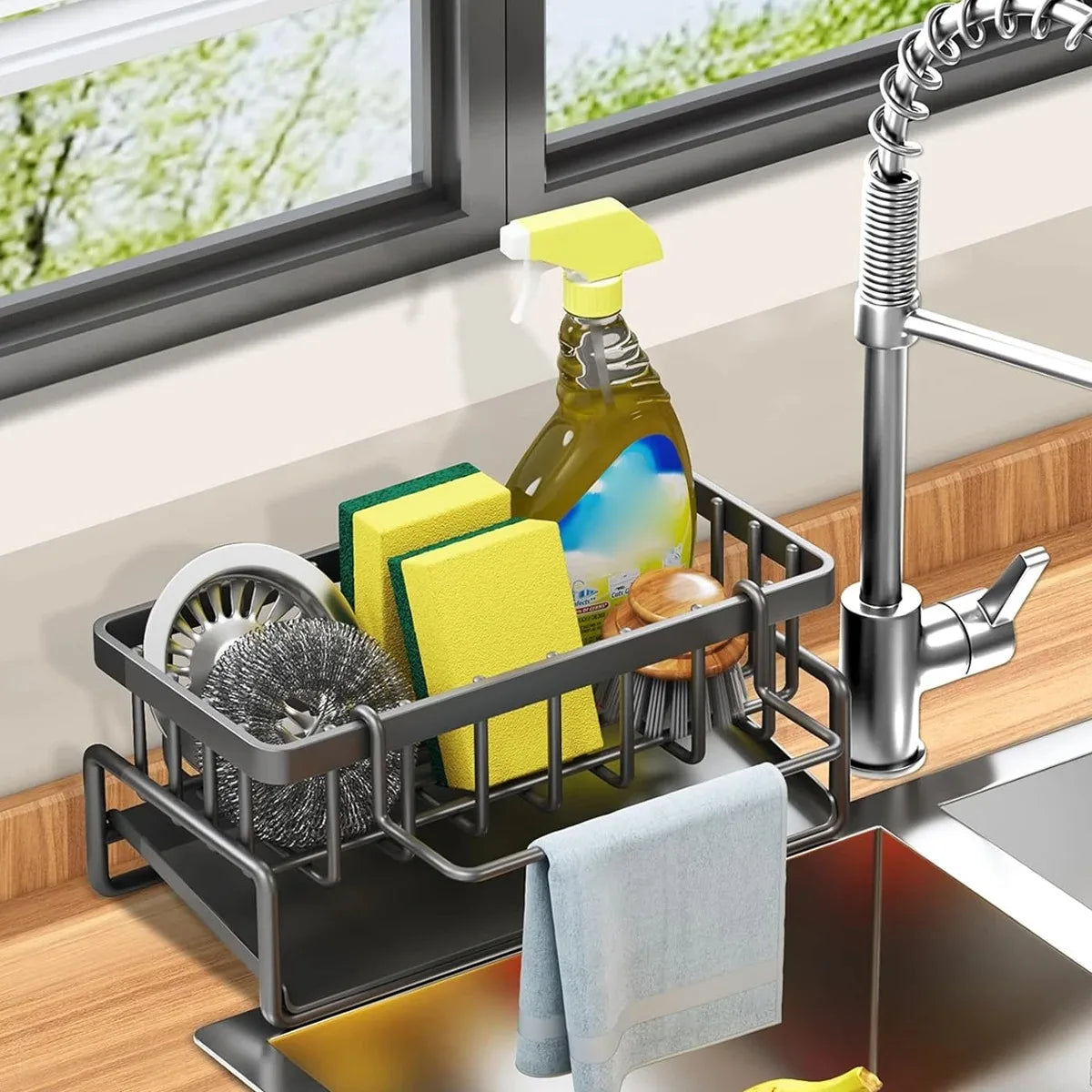 Kitchen Sink Drain Rack Organizer Sponge Storage Faucet Holder Soap Drainer Dishcloth Towel Rack Kitchen Sink Organizer Zpaxo
