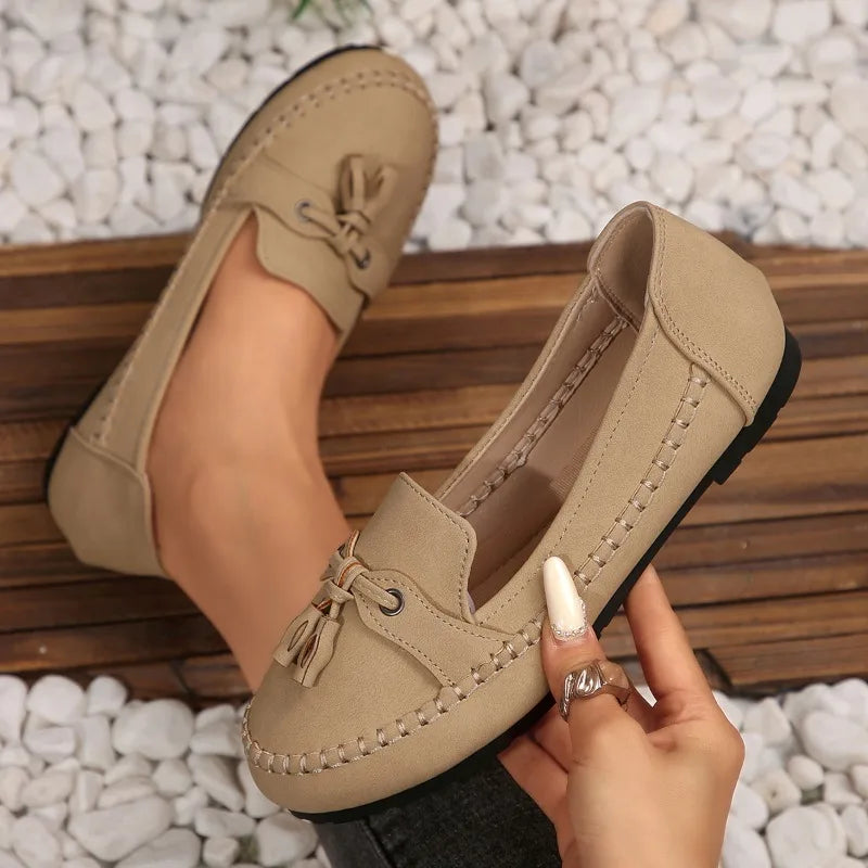 Women's Flats Fashion Breathable Casual Shoes Slip Ballet Suede Zpaxo