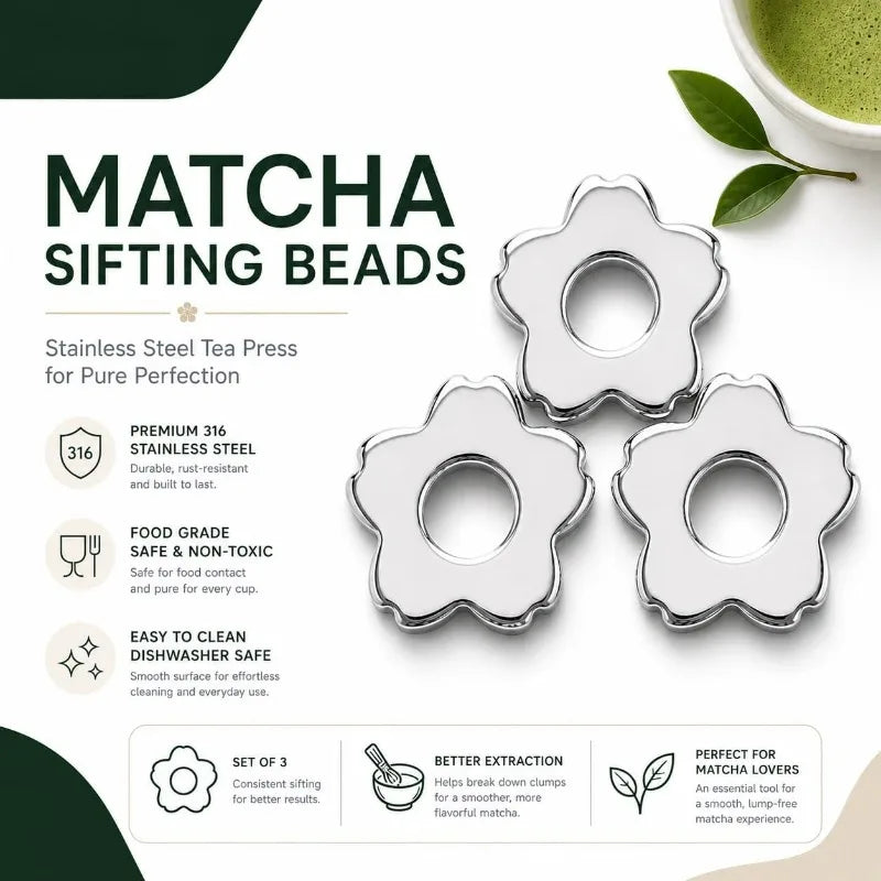 Stainless Steel Matcha Sifter Cherry Blossom Design Fine Mesh Tea