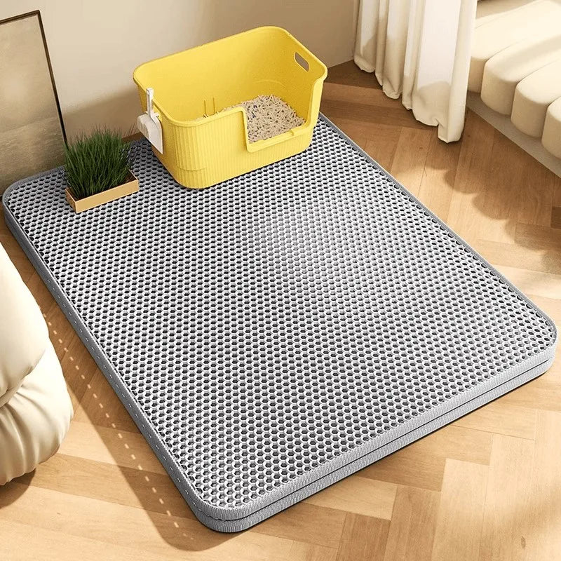 90X60CM Cat Litter Mat Waterproof Double Layer Pet Litter Box Mat Pet Toilet Cat Mat Nonslip Sand Cat Washable Mat Pet Clean Zpaxo