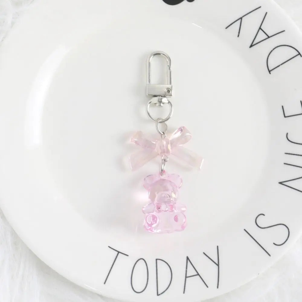 Bag Decoration Resin Gummy Bear Keychain Candy Heart Cute Car Keyring Zpaxo pink-bear