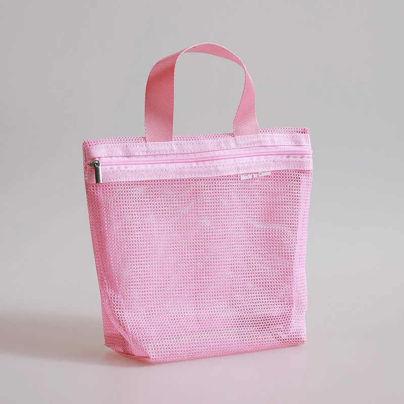 Mesh Makeup Toiletry Storage Bags Handbags Portable Travel Washing Zpaxo Pink