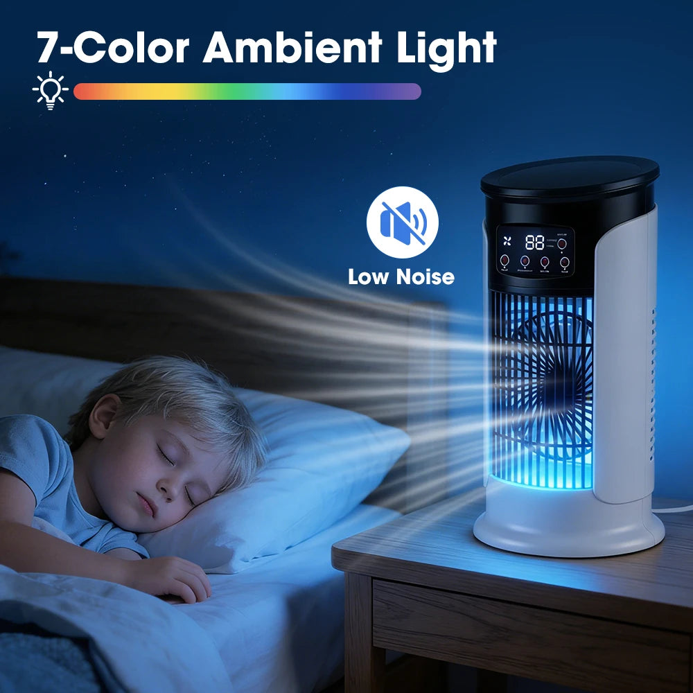 AFDEAL 6-Speed Desktop Misting Fan – Timer & 7-Color Light Desktop Misting Fan Zpaxo