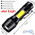 2000LM LED Tactical Flashlight – Type-C Rechargeable Zoom Torch LED Tactical Flashlight Zpaxo Mini Light ZOOM