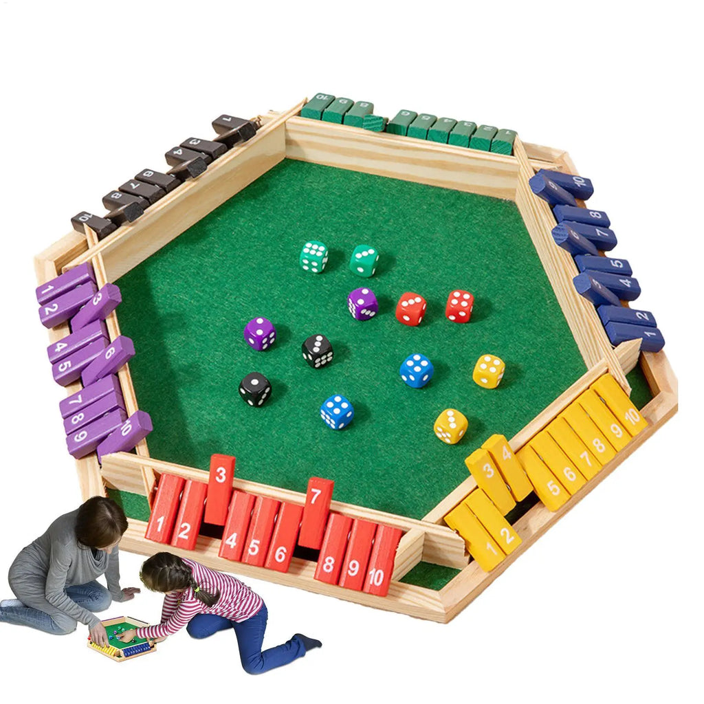 Shut Box Dice Game 6 Sided Wooden Tabletop Board Entertainment Night