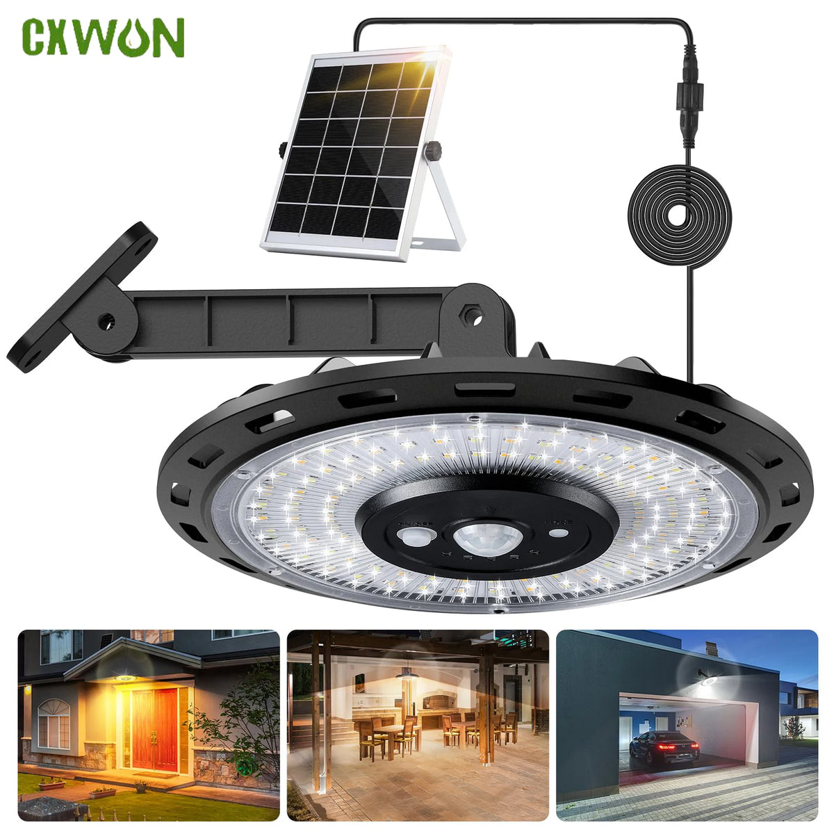 Solar Light Indoor Outdoor Shed Light Rotation Design Waterproof 5 Modes Dimmable Remote for Barn Patio Coop Gazebo LED Lamp Zpaxo Single-180 LED 3000K-4500K-6000K China Mainland