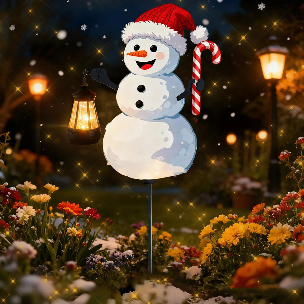 Christmas Garden Stakes LED Lighted Festival Signs Santa Holding