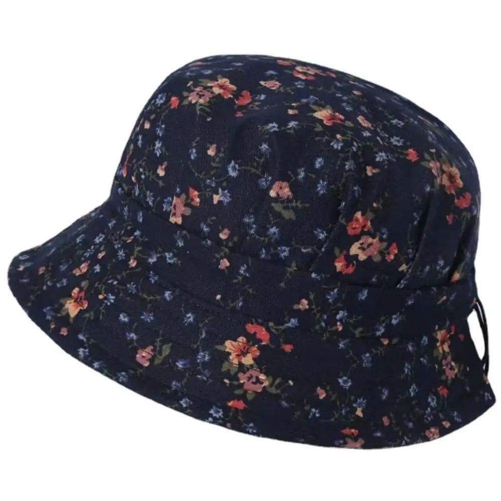 Fashion Cotton Material Women Bucket Hat Foldable Adjustable Fisherman Hat Sun Protection Floral Print Sun Hat Outdoor Zpaxo