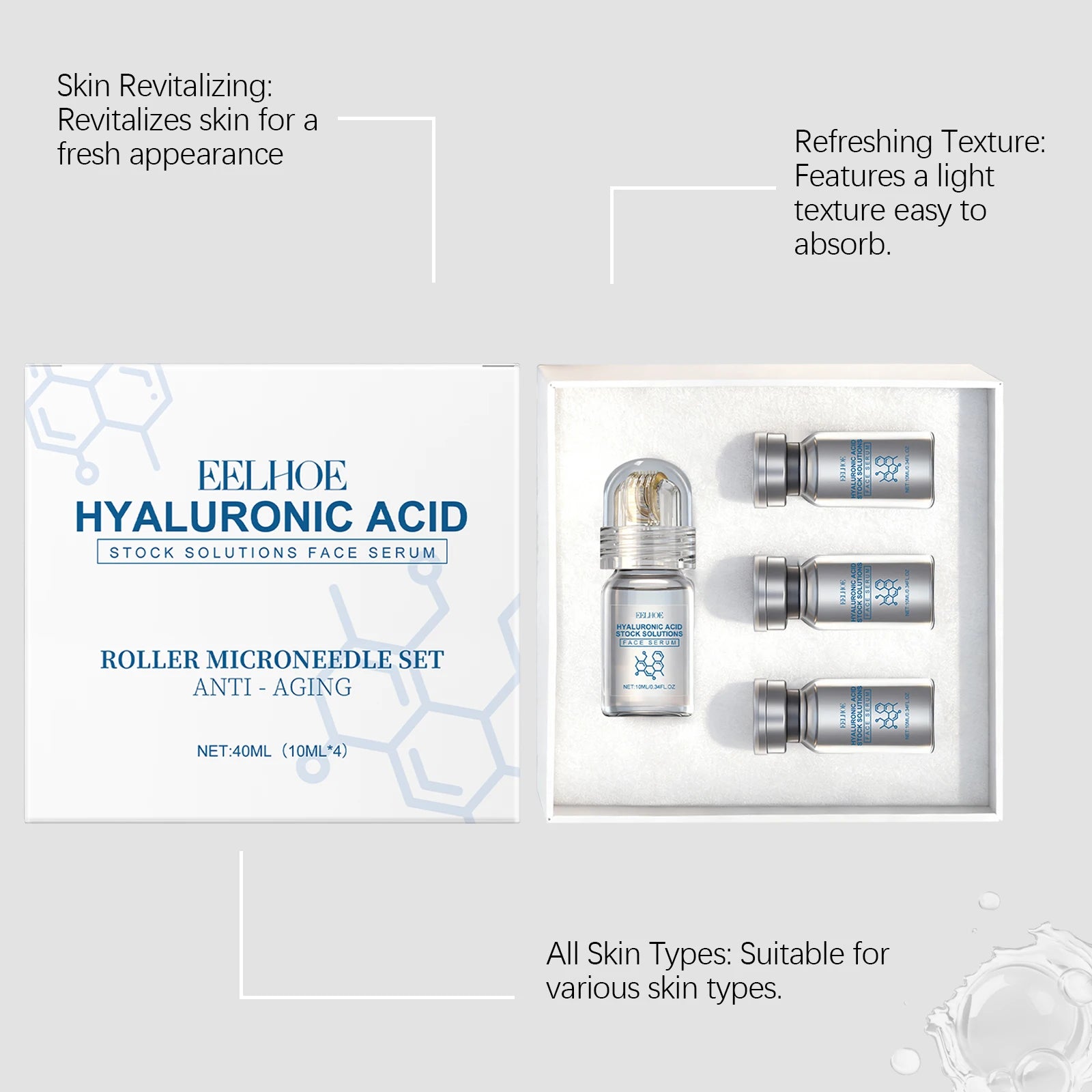 Niacinamide Microneedle serum Facial serum Kit 0.25mm Moisturizing Skin nourishing Winter skincare Face Roller Day cream 30ml Zpaxo