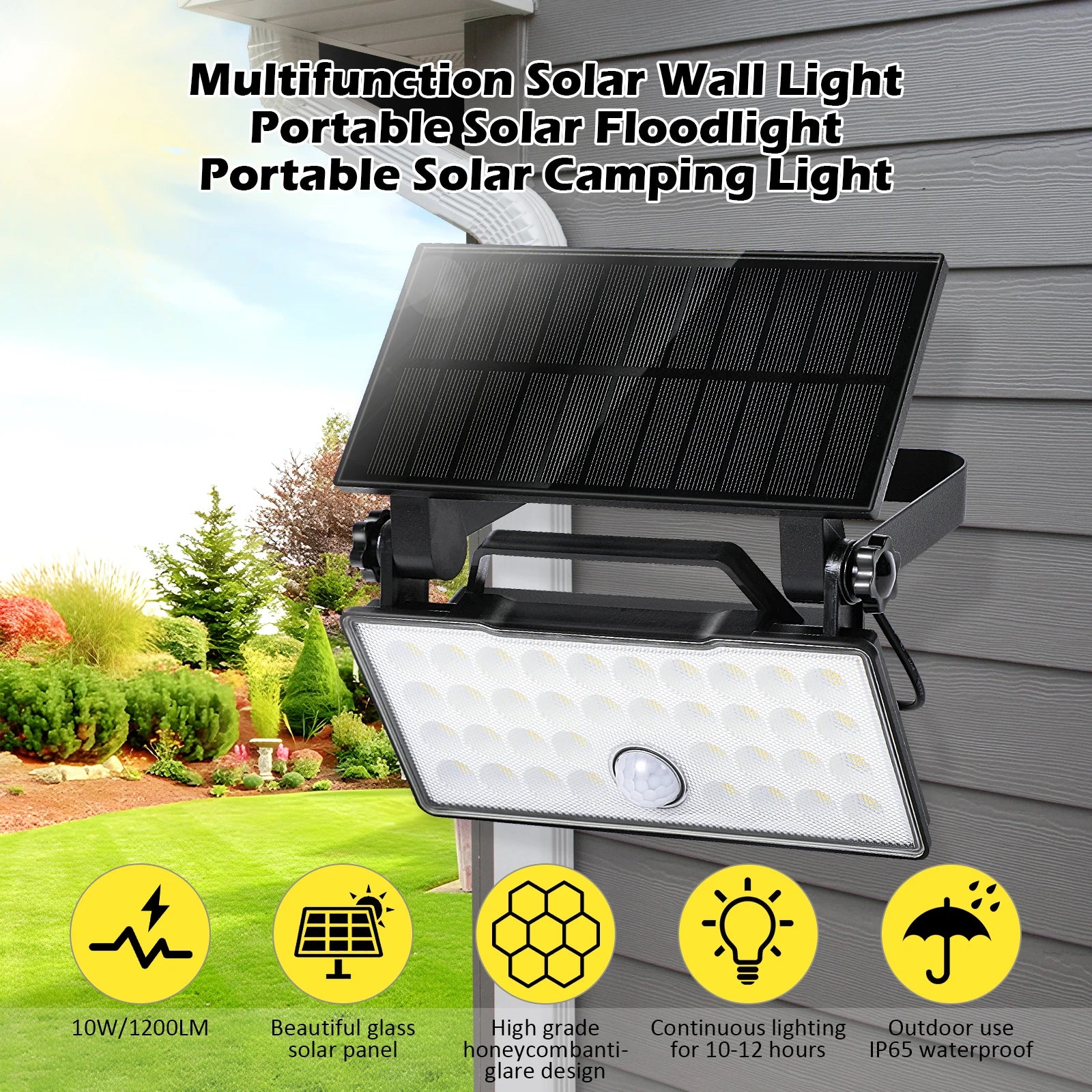 Outside Solar Safety Light Rotatable Solar Panel Motion Sensor Light with 3 Modes Solar Security Lighting Light for Countryside Zpaxo