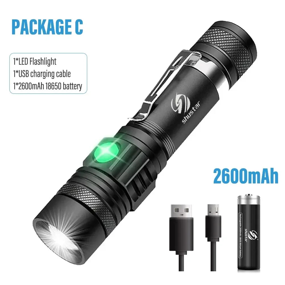 ESMARTER T6 LED Zoomable Flashlight – 1000 Lumen USB Rechargeable