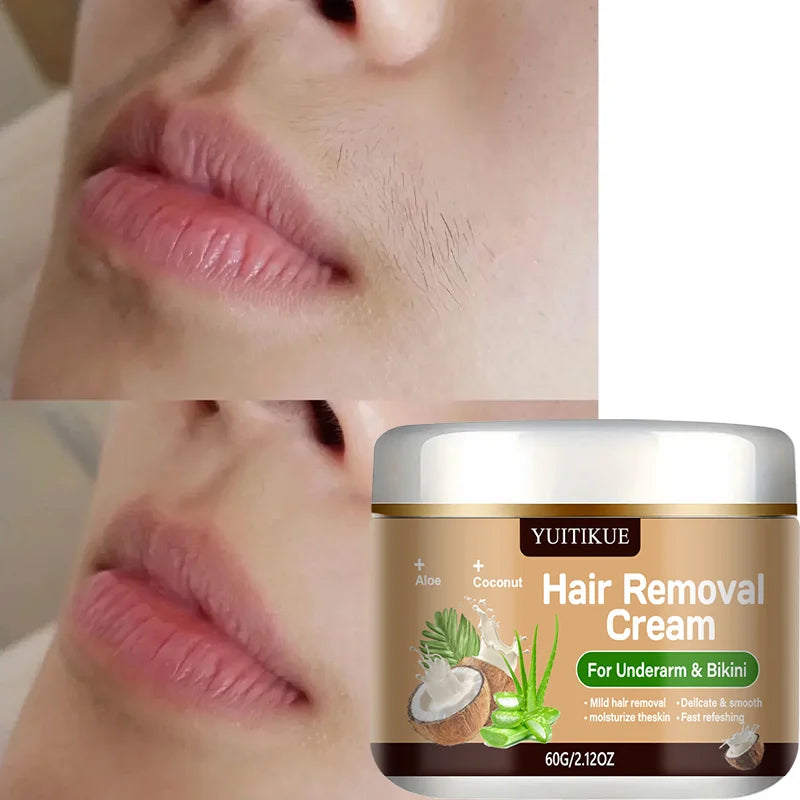 YUITIKUE Hair Removal Cream – Coconut & Aloe Vera, 60g Hair Removal Cream Zpaxo