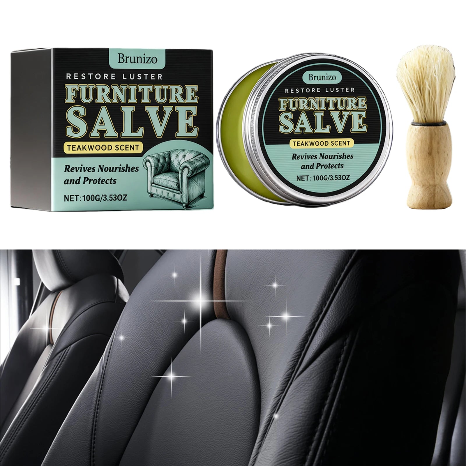 Leather Conditioner with Brush Polisher Moisturizer and Restorer 3.53oz Easy To Apply for Leather Furniture Home Sofa Car Seats Zpaxo