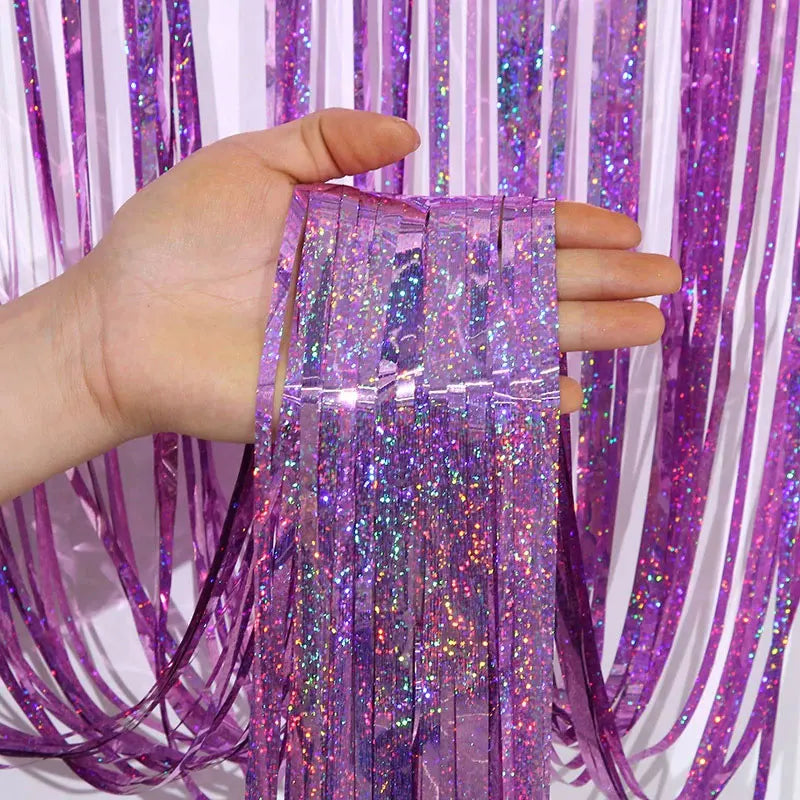 1 2 3 Meters Party Backdrop Wedding Decor Curtains Tinsel Curtain Zpaxo pink 1MX2M