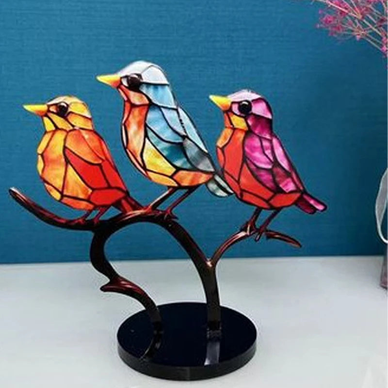 Colourful Bird Desktop Decoration Acrylic Home Cubic Small Ornament