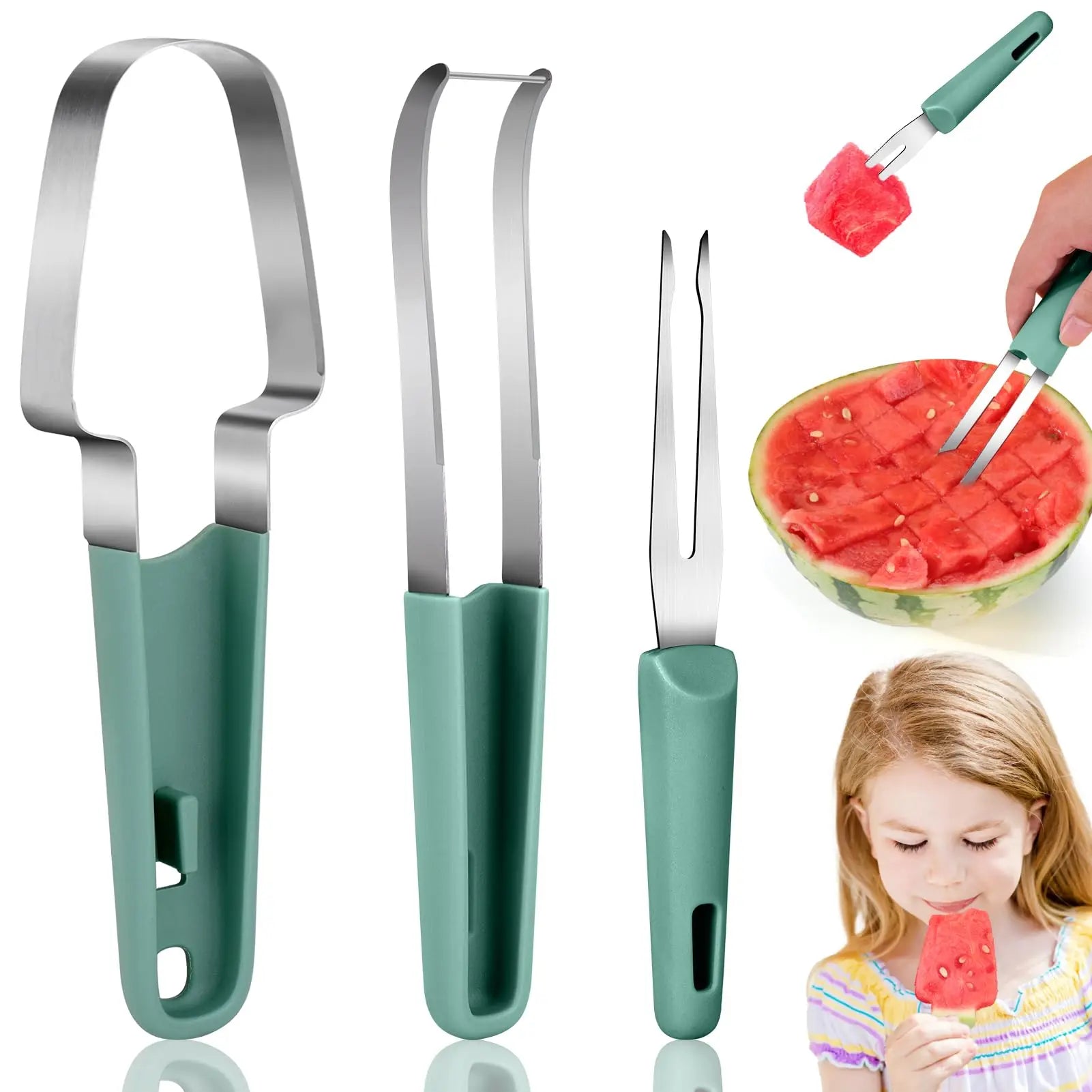 1 Watermelon Fork Slicer Cutter Stainless Steel Fruit Cutting Tool Zpaxo