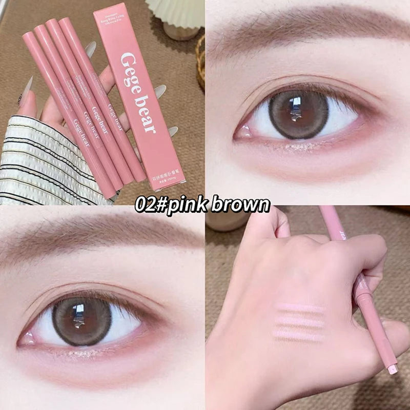2 in 1 Bicolor Lying Silkworms Pencil Nude Pink Under-Eye Matte Highlighting Shadow Pencil Eyeshadow Brightening Makeup Pencil Zpaxo A02