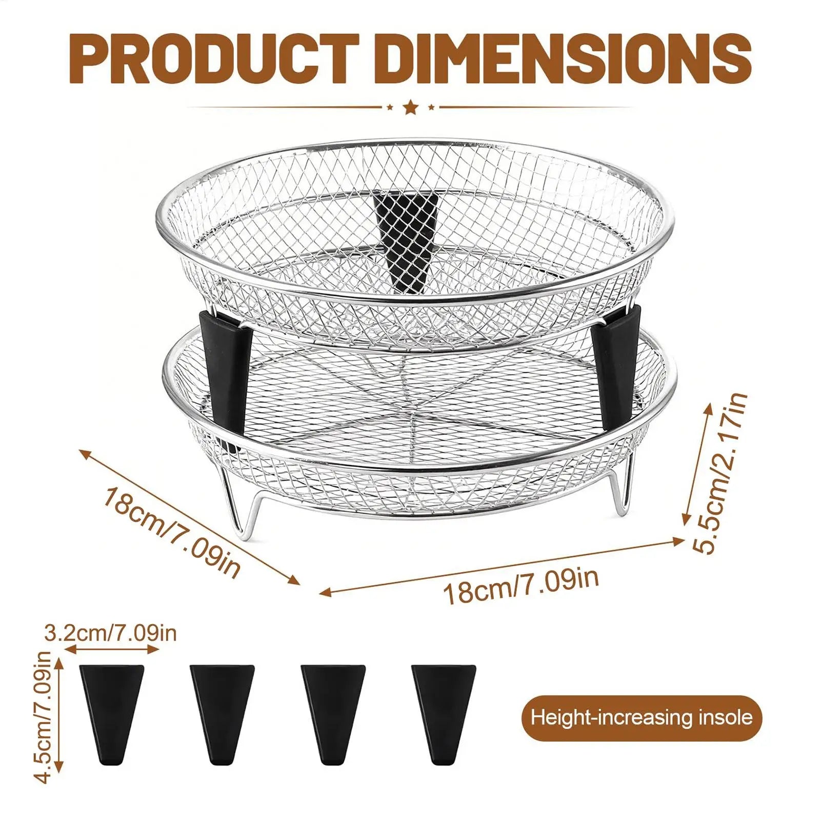 Air Fryer Tray Stainless Steel Stackable 2-Piece Rack Oven Broiling