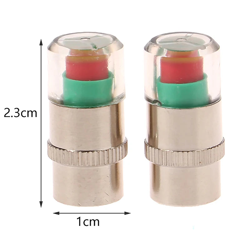 2 Car Bike Tire Pressure Indicator Gauge Alert Monitoring Valve Cap