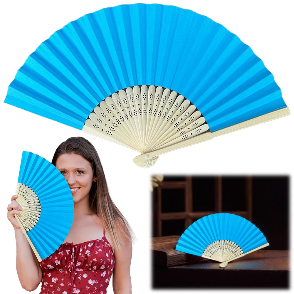Blank DIY Folding Fan Hand Practice Foldable Paper Portable