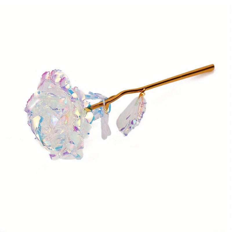 Artificial Flower Foil Rose Simulation DIY Golden Plated Love Party Zpaxo White 10pcs