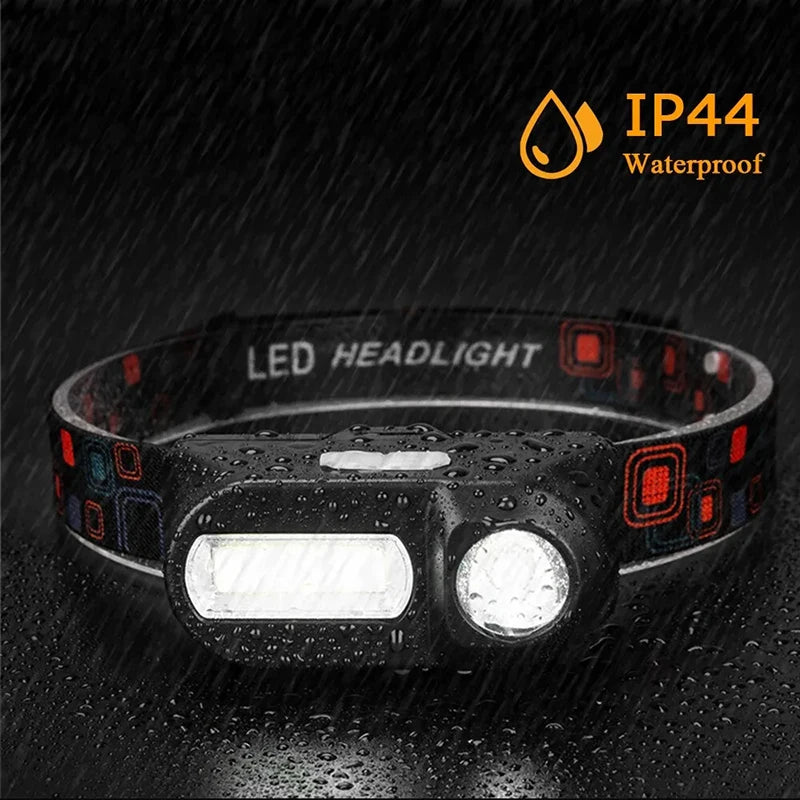 XPE+COB LED Headlamp USB Rechargeable 18650 – 6 Modes