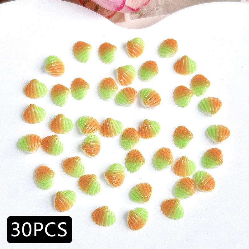 30PCS 3D Ocean Series Resin Nail Charms Summer Nail Rhinestones Creative Starfish Shell Nail Art Decorations for DIY Manicure Zpaxo 04-30pcs