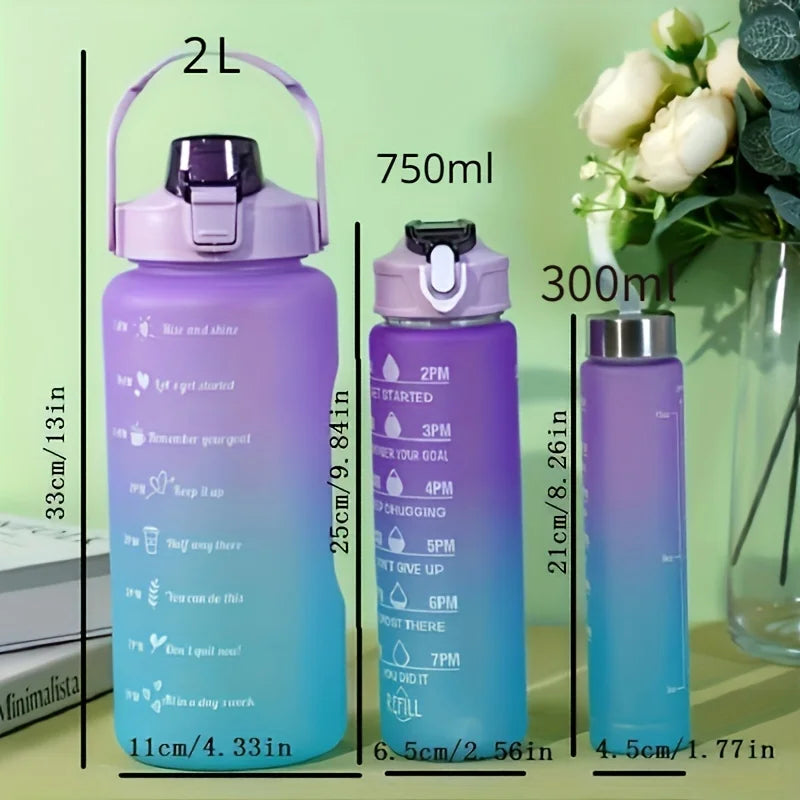 3-Pack Motivational Water Bottles 1L – BPA-Free Leakproof Sport Sport Water Bottle Zpaxo