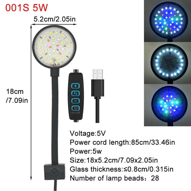 USB 5V Aquarium LED Lamp Fish Tank Light Decor Aquatic Plant Multiple Zpaxo 5W
