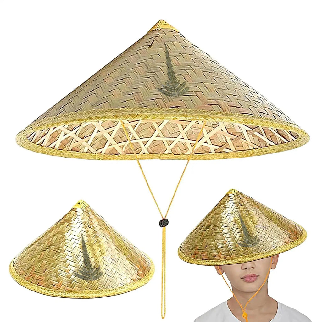 Chinese Retro Straw Hat Fisherman Hat Handmade Weave Straw Bucket Hat Tourism Rain Dance Props Cone Fishing Sunshade Hat Zpaxo